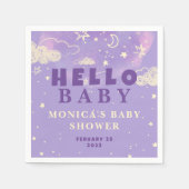 ハローベビーパープルドリーム赤ちゃんシャワー スタンダードカクテルナプキン (正面)