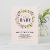 ハローベビーパープルリースベビーシャワー 招待状 (スタンド正面)