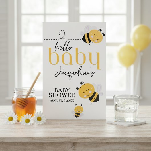 ハローベビービー：かわいい赤ちゃんシャワー ポスター