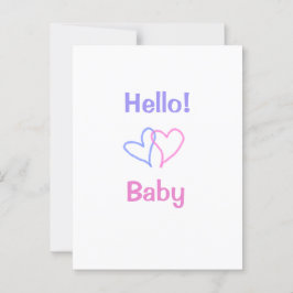 ハローベビーピンクパープルハート名water color boho ポストカード