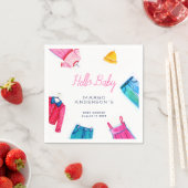 ハローベビーピンクブルー服ベビーシャワー スタンダードカクテルナプキン (インサイチュ)