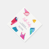 ハローベビーピンクブルー服ベビーシャワー スタンダードカクテルナプキン (角)