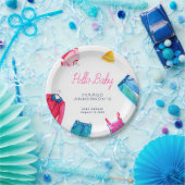 ハローベビーピンクブルー服ベビーシャワー ペーパープレート (パーティー)