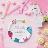 ハローベビーピンクブルー服ベビーシャワー ペーパープレート (パーティー)