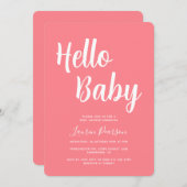 ハローベビーピンクベビーシャワー招待状 招待状 (正面/裏面)
