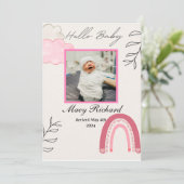 ハローベビーピンクレインボー&クラウド誕生のお知らせ 案内状 (スタンド正面)