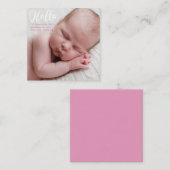 ハローベビーフォトシンプルーのピンクの誕生のお知らせ ノートカード (正面/裏面)