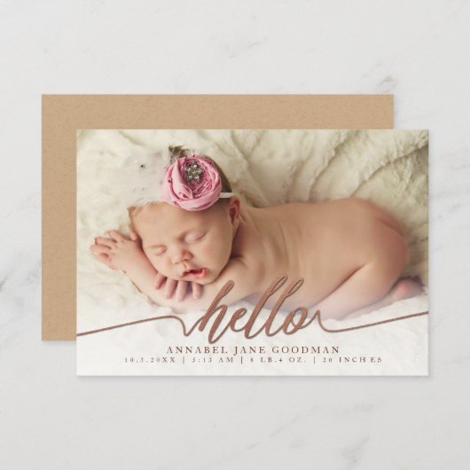 ハローベビーブロンズ生誕発表写真カード 案内状 (正面/裏面)