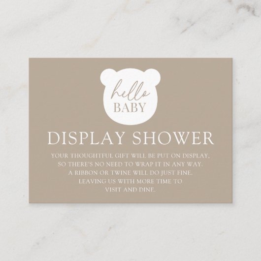 ハローベビーベアディスプレイシャワー エンクロージャーカード (正面)