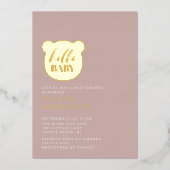 ハローベビーベアーベイビーシャワー 箔招待状 (正面)