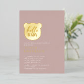 ハローベビーベアーベイビーシャワー 箔招待状 (立ち正面)