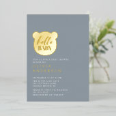 ハローベビーベアーベイビーシャワー 箔招待状 (立ち正面)