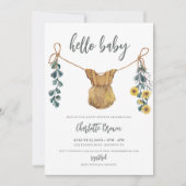 ハローベビーボヘミアン服フォトガールベビーシャワー 招待状 (正面)