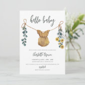 ハローベビーボヘミアン服フォトガールベビーシャワー 招待状 (スタンド正面)