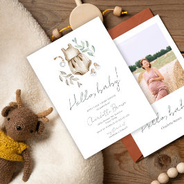 ハローベビーボホウォーター色ベビーシャワー 招待状