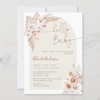 ハローベビーボホパンパスグラスベビーシャワー 招待状