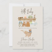 ハローベビーボホ子供部屋かわいいニュートラルベビーシャワー 招待状 (正面)