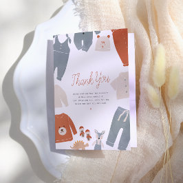 ハローベビーボホ服ボーイベビーシャワーありがとう サンキューカード