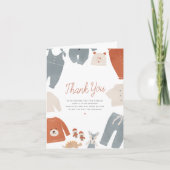 ハローベビーボホ服ボーイベビーシャワーありがとう サンキューカード (正面)