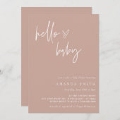 ハローベビーミニマリスト女の子ボホベイビーシャワー 招待状 (正面/裏面)