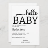 ハローベビーミニマリスト赤ちゃんシャワー招待状 招待状 (正面/裏面)
