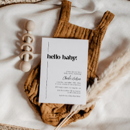 ハローベビーミニマルレトロベビーシャワー 招待状