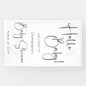 ハローベビーモダンスクリプトベビーシャワー 横断幕 (横)