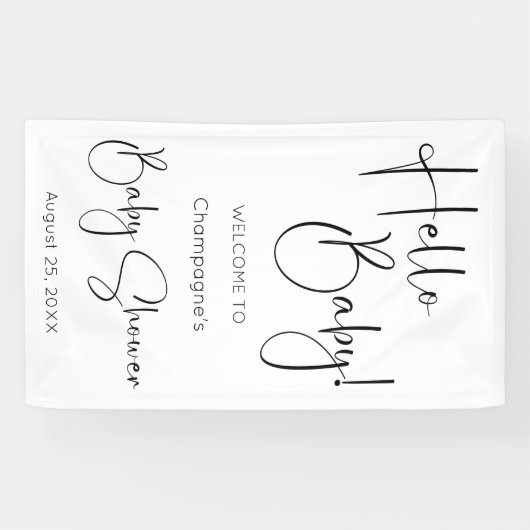 ハローベビーモダンスクリプトベビーシャワー 横断幕 (横)