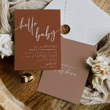 ハローベビーモダンテラコッタベビーシャワー招待状