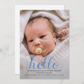 ハローベビーモダンボーイバースデーアナウンスフォトカード (正面/裏面)
