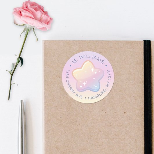 ハローベビーレインボーアンドスターズパステルアドレス ラウンドシール