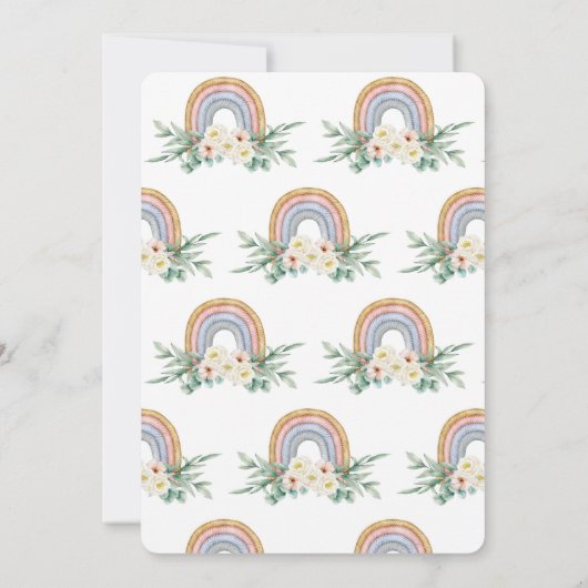 ハローベビーレインボーフローラ水色ベビーシャワー 招待状 (裏面)