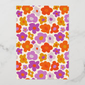 ハローベビーレトロデイジー金ゴールド圧迫赤ちゃんシャワー 箔招待状 (裏面)