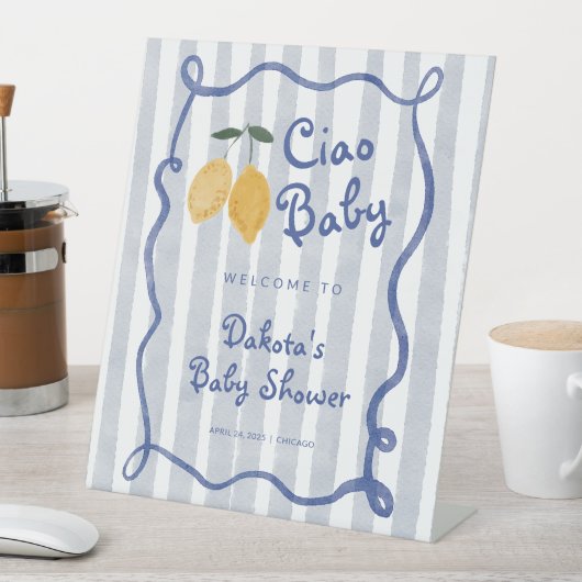 ハローベビーレモンボーイズベビーシャワーウェルカム 台座サイン (インサイチュ)