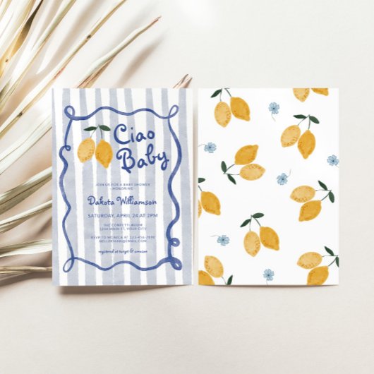 ハローベビーレモンボーイズ赤ちゃんシャワー 招待状