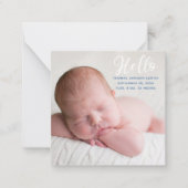 ハローベビー写真シンプル男の子の誕生のお知らせ ノートカード (正面)