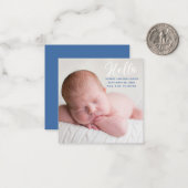 ハローベビー写真シンプル男の子の誕生のお知らせ ノートカード (正面/裏面インサイチュ)