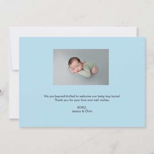 ハローベビー名誕生日誇りを持った親の写真 案内状 (裏面)