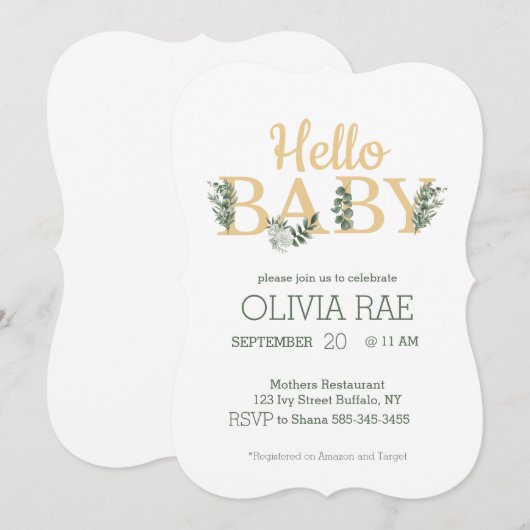 ハローベビー招待状 (正面/裏面)