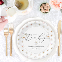 ハローベビー春ダフォディルベビーシャワー ペーパープレート