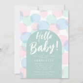 ハローベビー水玉模様ベビーシャワー招待状 招待状 (正面)
