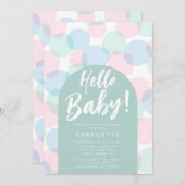 ハローベビー水玉模様ベビーシャワー招待状 招待状 (正面/裏面)