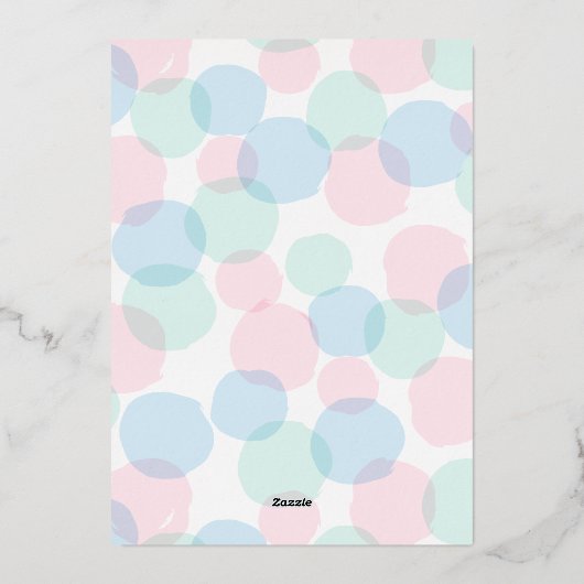 ハローベビー水玉模様ベビーシャワー 箔招待状 (裏面)