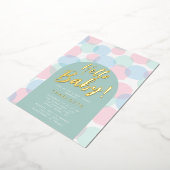 ハローベビー水玉模様ベビーシャワー 箔招待状 (回転した状態)