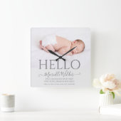 ハローベビー生まれたばかりのフォト誕生 スクエア壁時計 (ホーム)