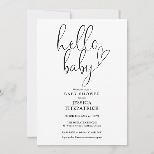 ハローベビー男女兼用オールインワンベイビーシャワー 招待状 (正面)