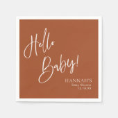 ハローベビー自然テラコッタボヘミアンベビーシャワー スタンダードカクテルナプキン (正面)