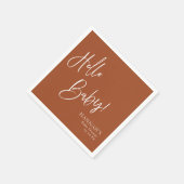 ハローベビー自然テラコッタボヘミアンベビーシャワー スタンダードカクテルナプキン (角)