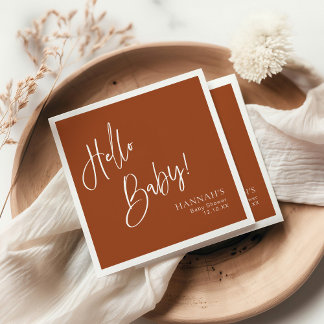 ハローベビー自然テラコッタボヘミアンベビーシャワー スタンダードカクテルナプキン