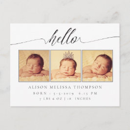 ハローベビー誕生のお知らせ3写真はがき 案内ポストカード